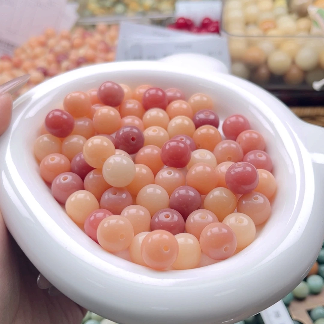 白玉菩提吊坠q11.75mm110颗。印尼果冻粉苹果