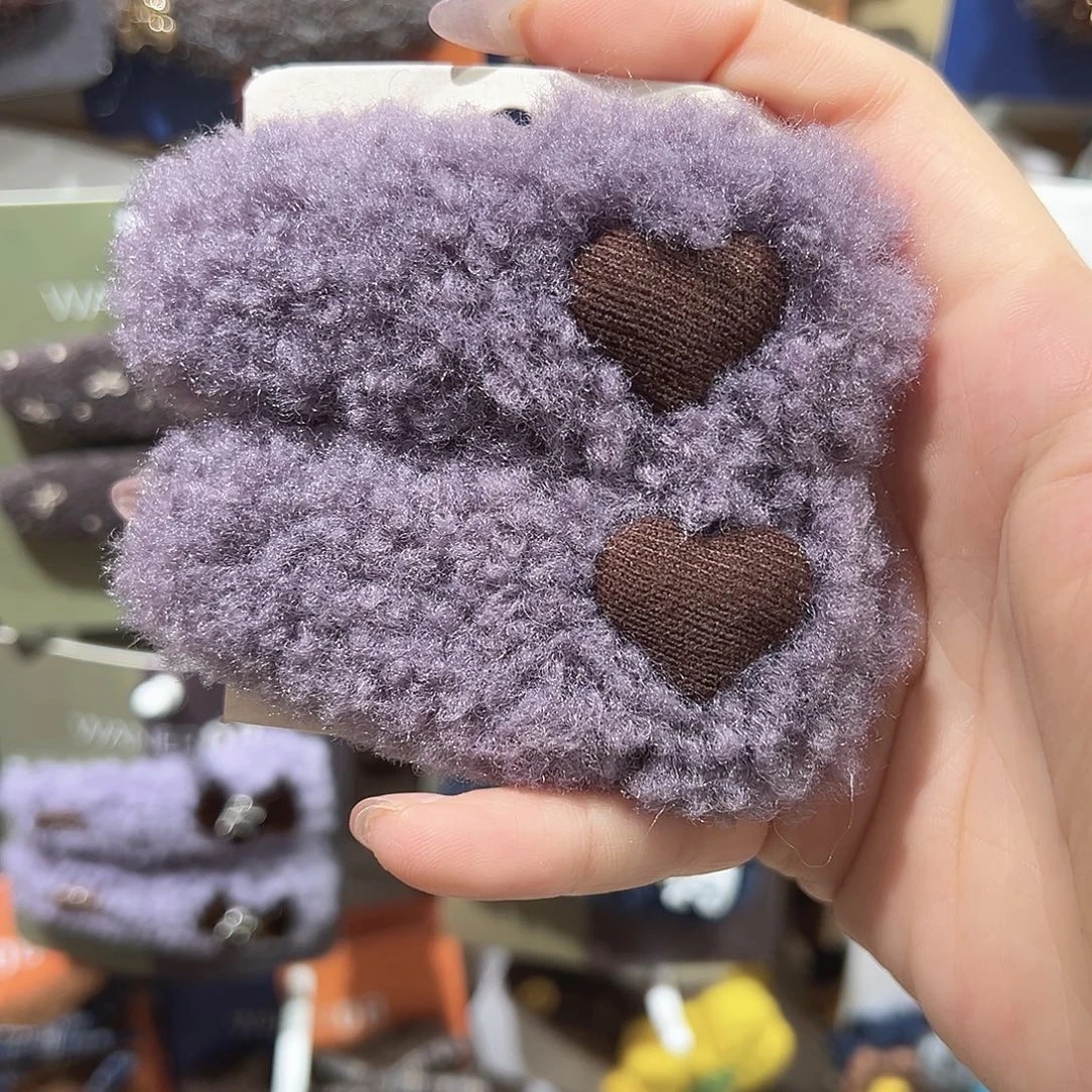 皮质铁合金紫色爱心掰掰夹