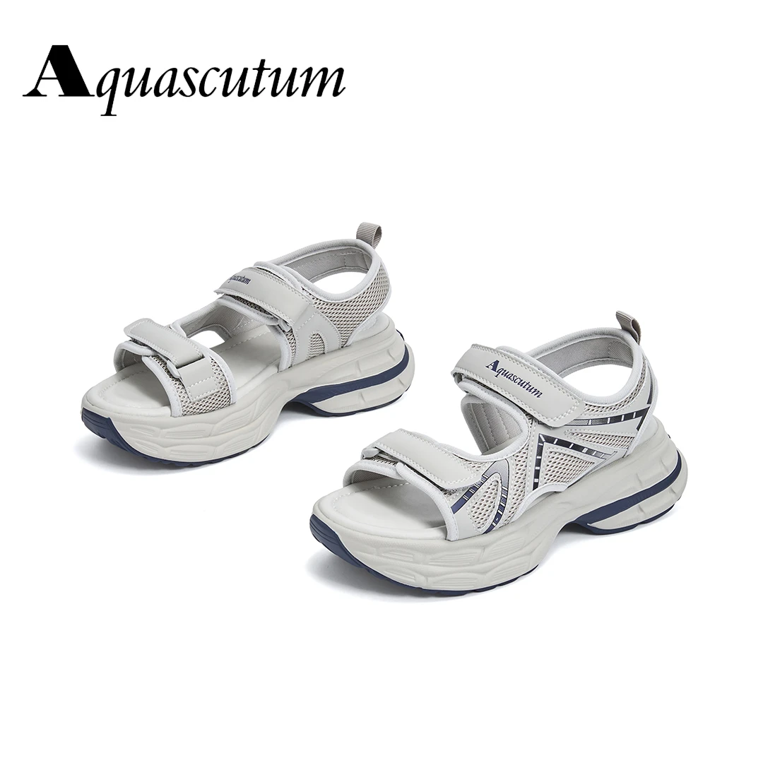 Aquascutum/雅格狮丹2025年休闲魔术贴时装凉鞋极简风运动凉鞋