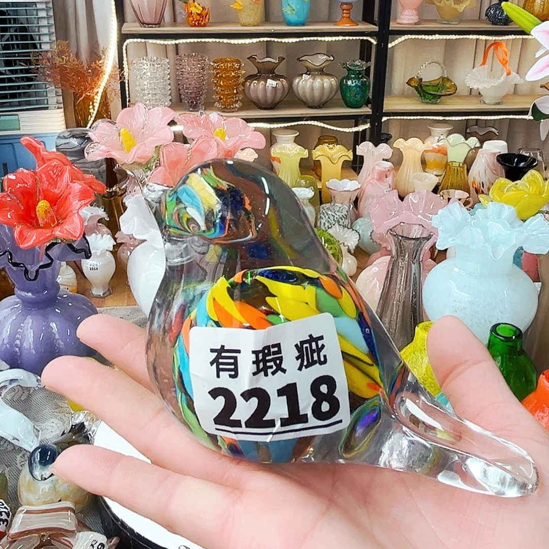 琉璃鸟瑕家悦琉璃花瓶花器