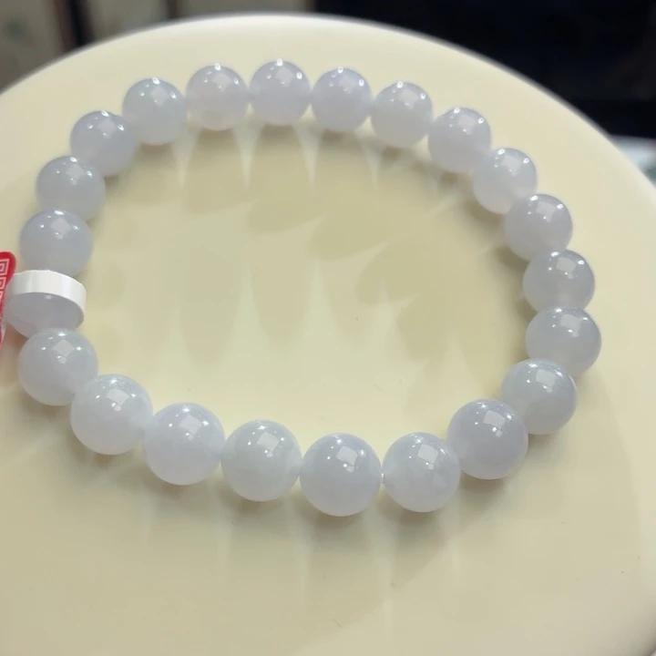 翡翠未镶嵌手链冰胶浅紫卡8.7