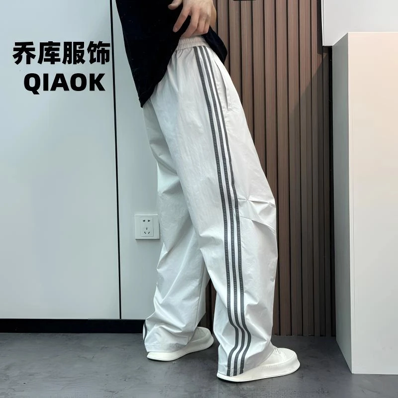 夏季新款潮牌薄款时尚高级感个性百搭潮流宽松阔腿加长休闲裤男生