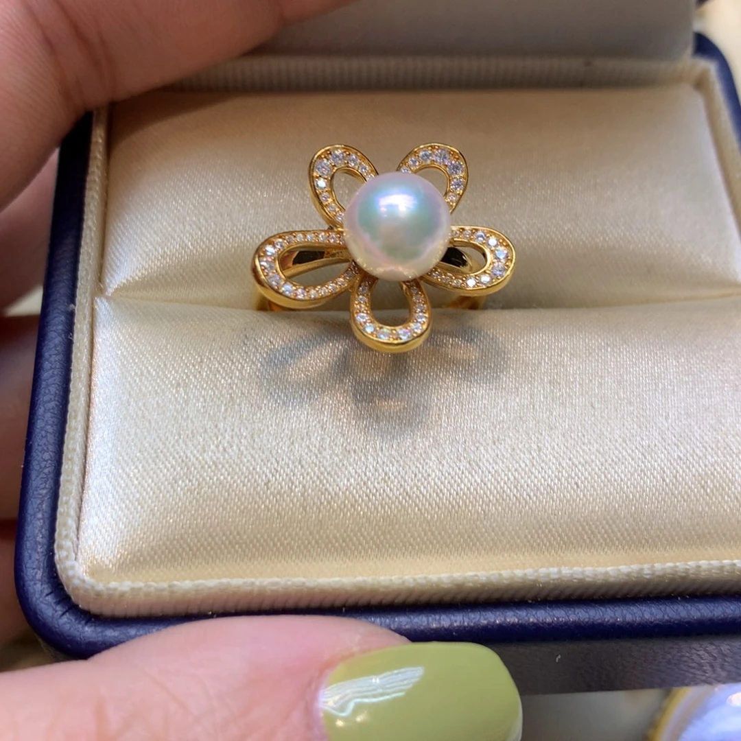 海水珍珠戒指银S925镶嵌