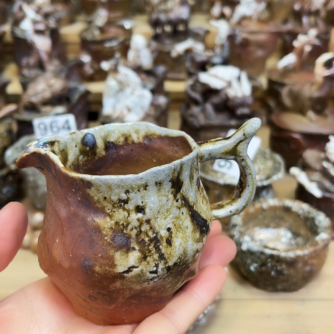 瓶柴烧粗陶手捏公道杯