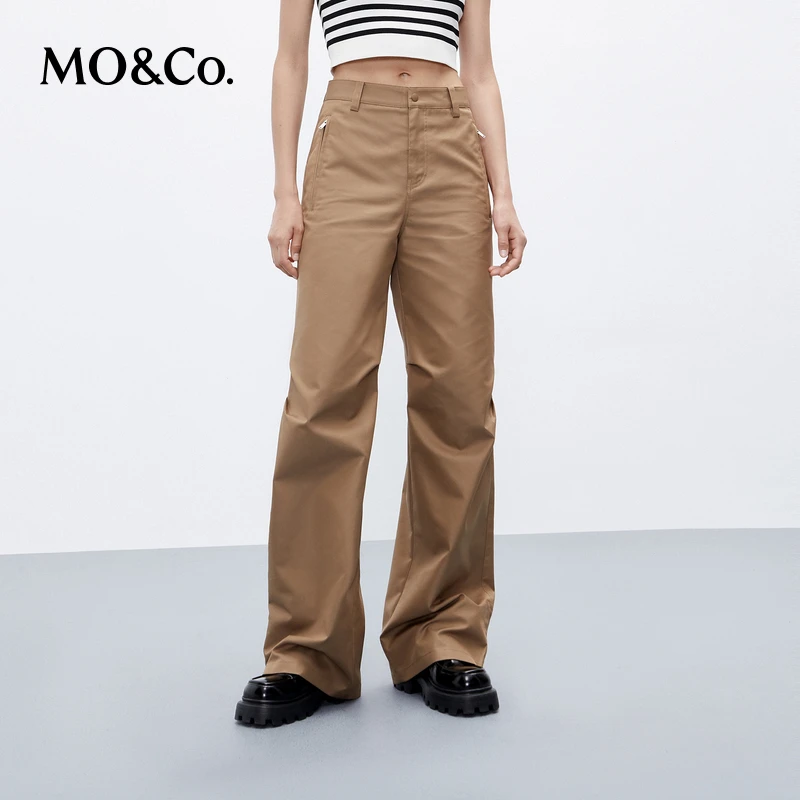 【流光风】MOCO工装风高腰宽松长直筒拉链插袋休闲裤MBC3PATK01