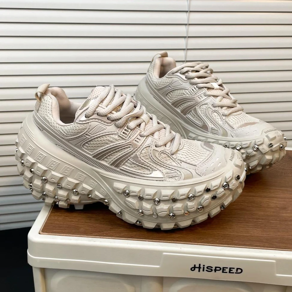 欧货轮胎鞋增高老爹鞋男夏季单网透气时尚炸街榴莲坦克休闲情侣鞋