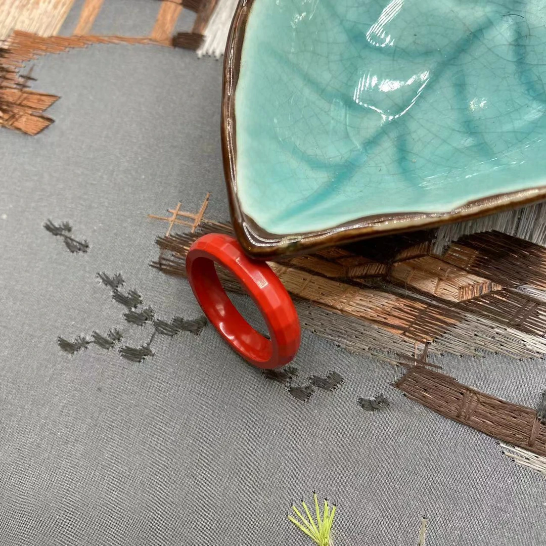 含辰砂工艺品【朱砂工厂】红砂切面戒指