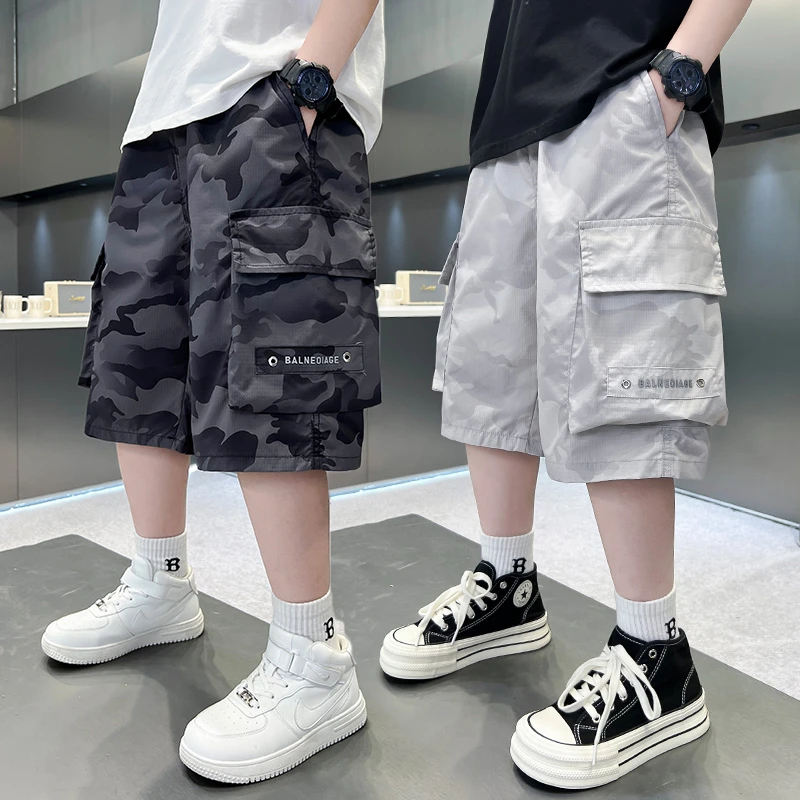 儿童短裤夏季新款工装男童裤子中大童七分休闲迷彩小学生天潮牌薄