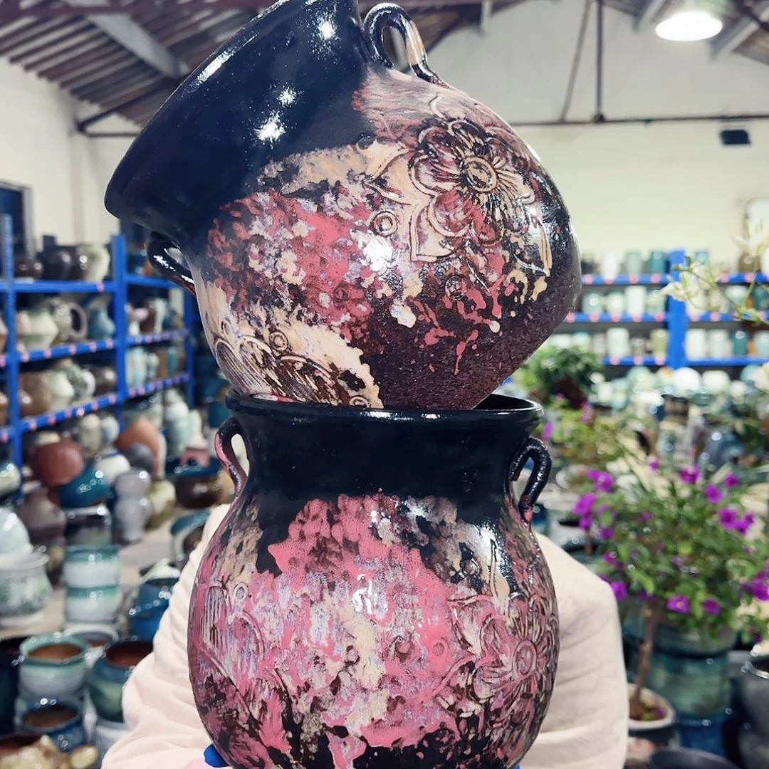 紫砂花盆高21口18