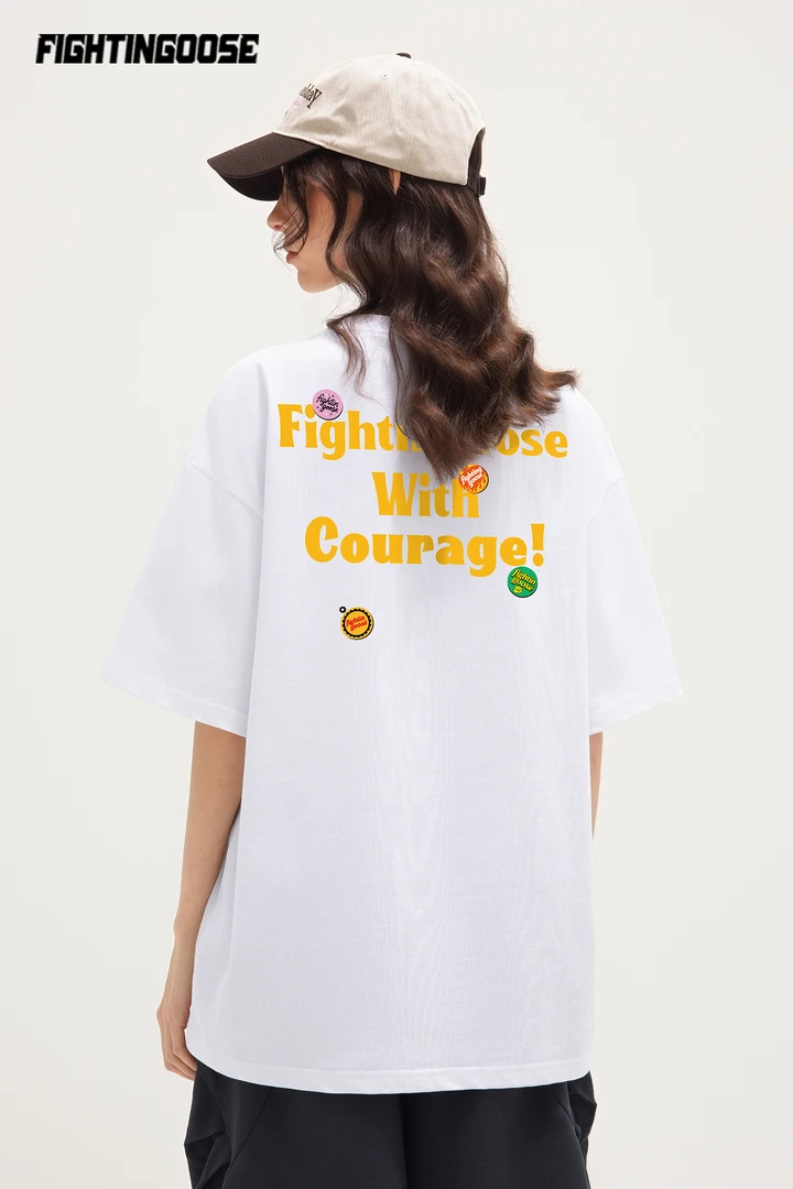 闪电夏季多巴胺短袖t恤上衣260g重磅纯棉美式短袖t恤男男士男生