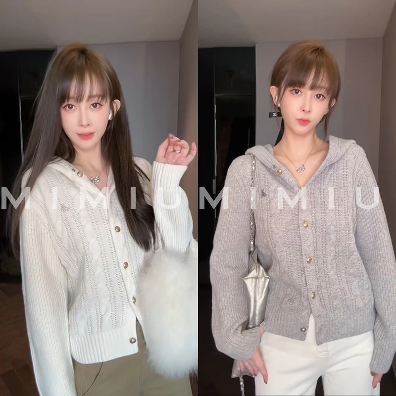 【mimius】U 露思同款经典绞花羊毛针织连帽开衫 WG09116