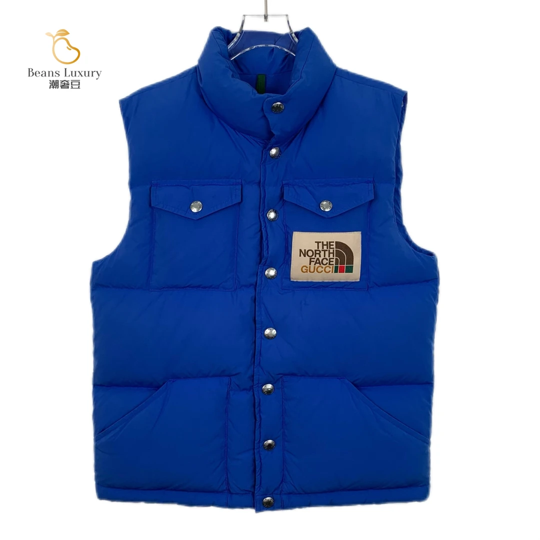 95新 GUCCI/古驰 潮奢豆 严选/蓝色logo徽标羽绒服马甲 Q13232