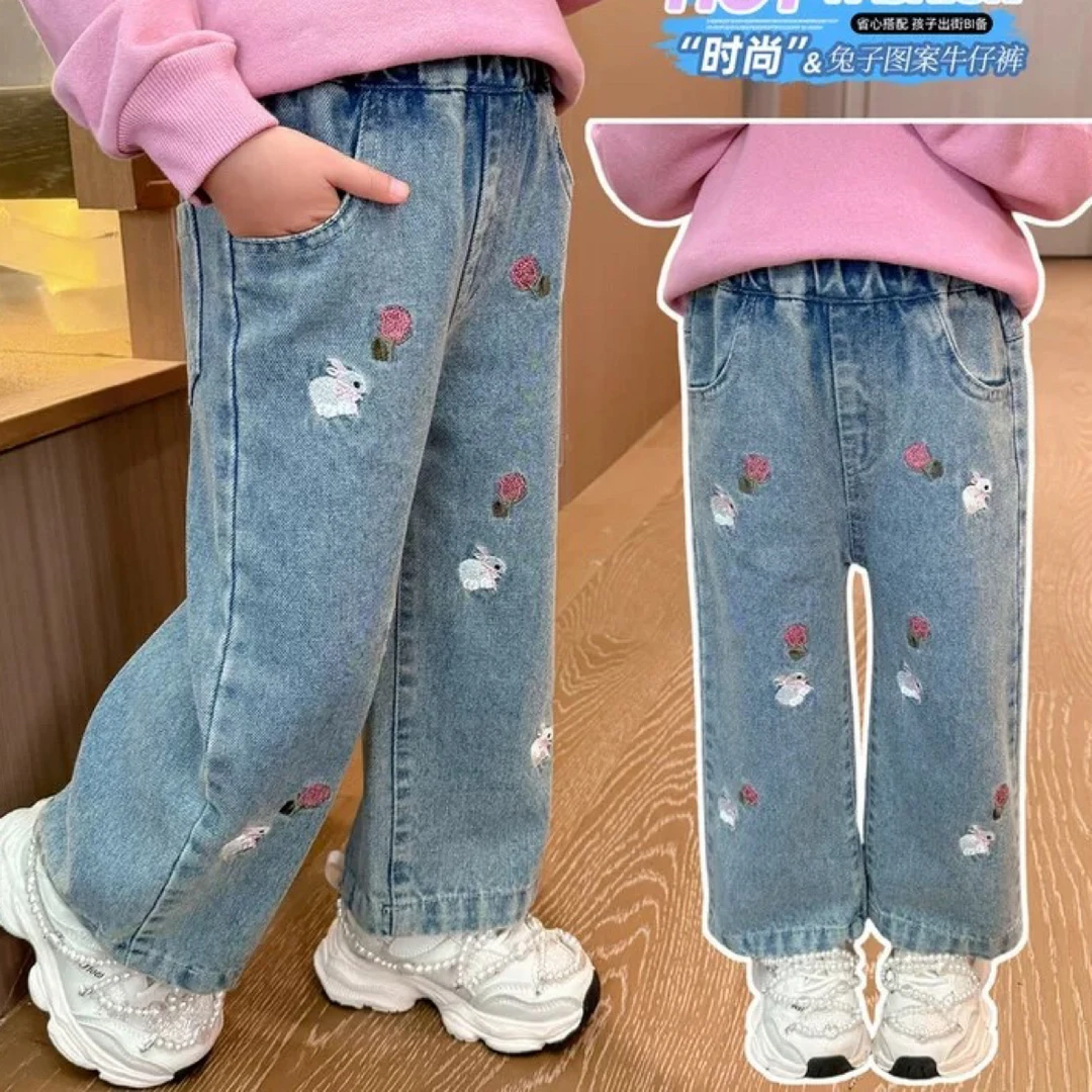 【新款上新】女童洋气宽松秋季软牛仔裤2025新款休闲韩版裤子秋装