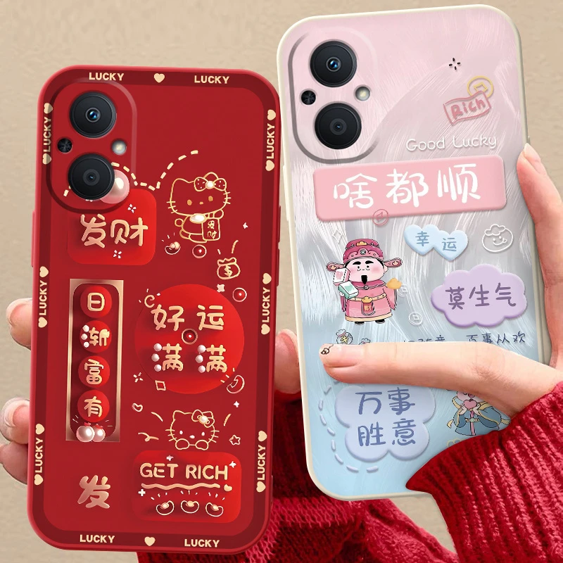 适用OPPOA96手机壳PFUM10新年款全包防摔软胶套卡通ins网红女创意