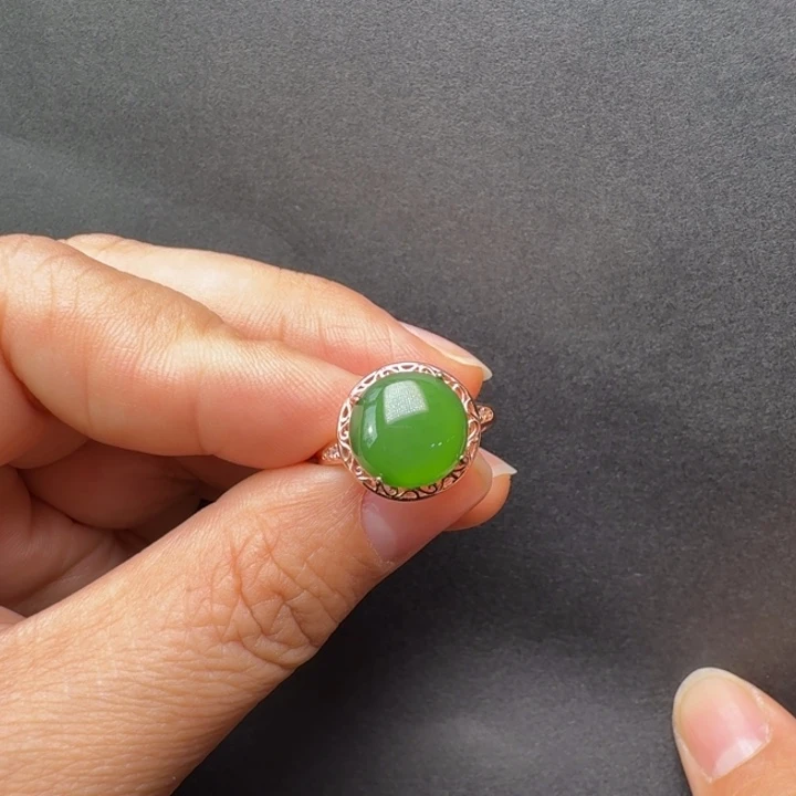 和田玉（碧玉）银S925镶嵌戒指