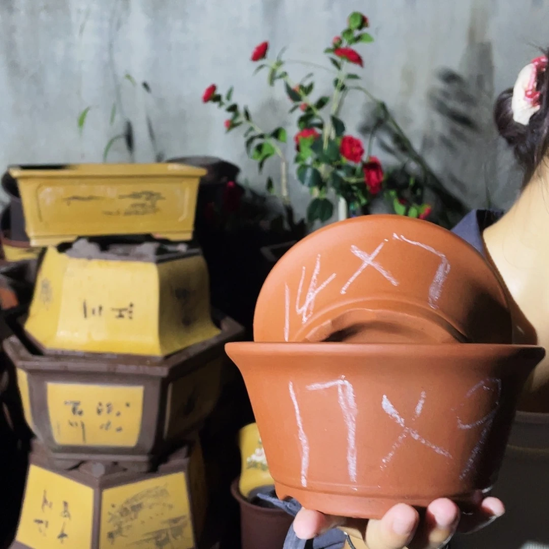 朱泥碗盆中小一对