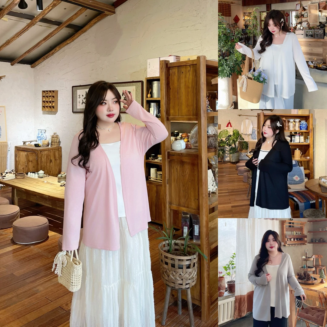 断码捡漏~盐湖遗梦 / 韩系慵懒风长袖针织开衫4265花契200斤胖mm