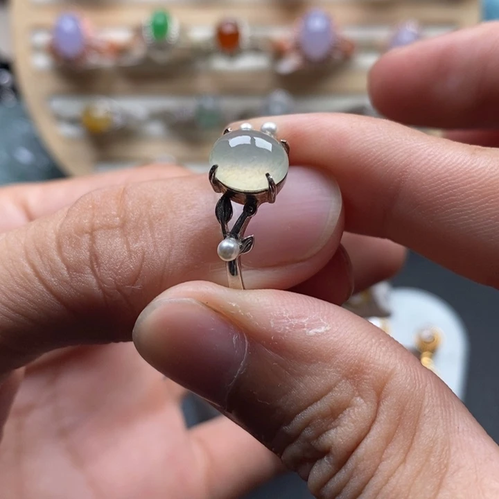 翡翠戒指银S925镶嵌