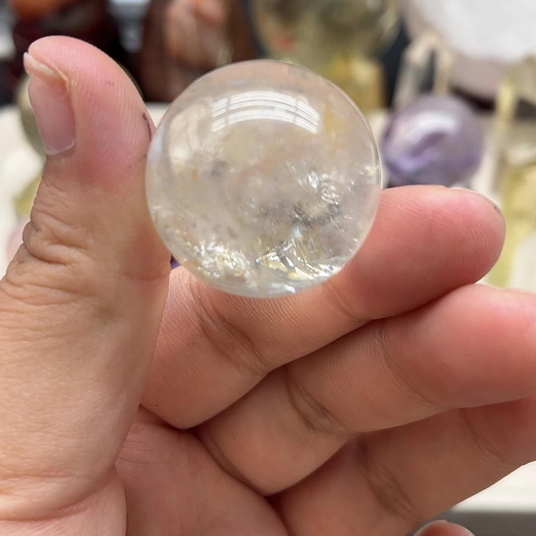 珠宝半成品水晶未镶嵌30 黄胶花球29mm