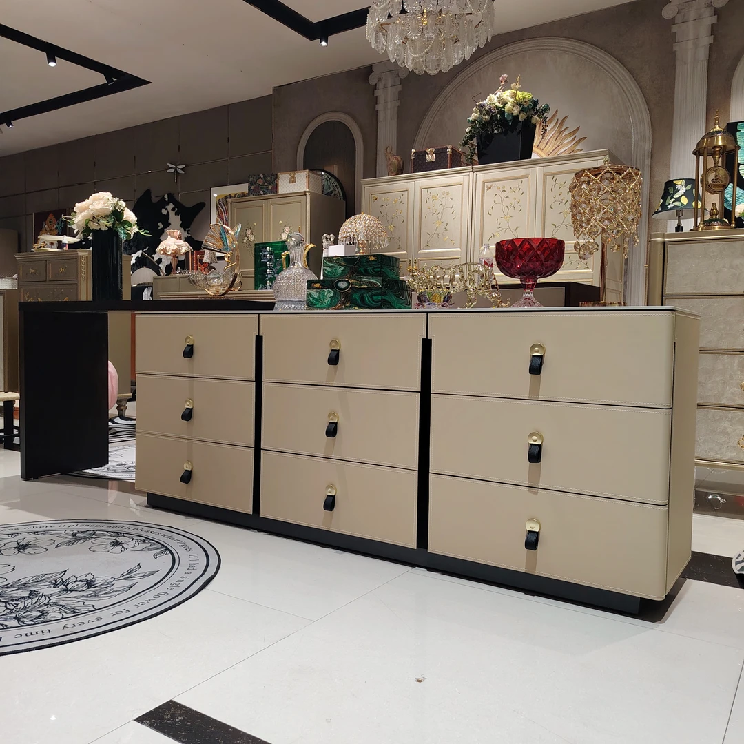 【喜悦家具】SKM 素面奶咖九斗柜+搭板