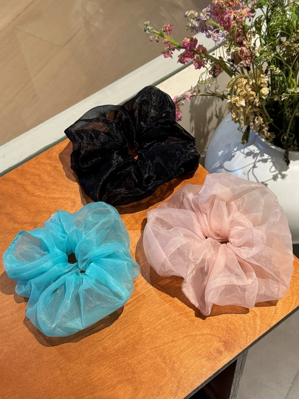 颜色都好美～韩国新款网纱大肠发圈春夏欧根纱扎发发圈仙仙发饰女