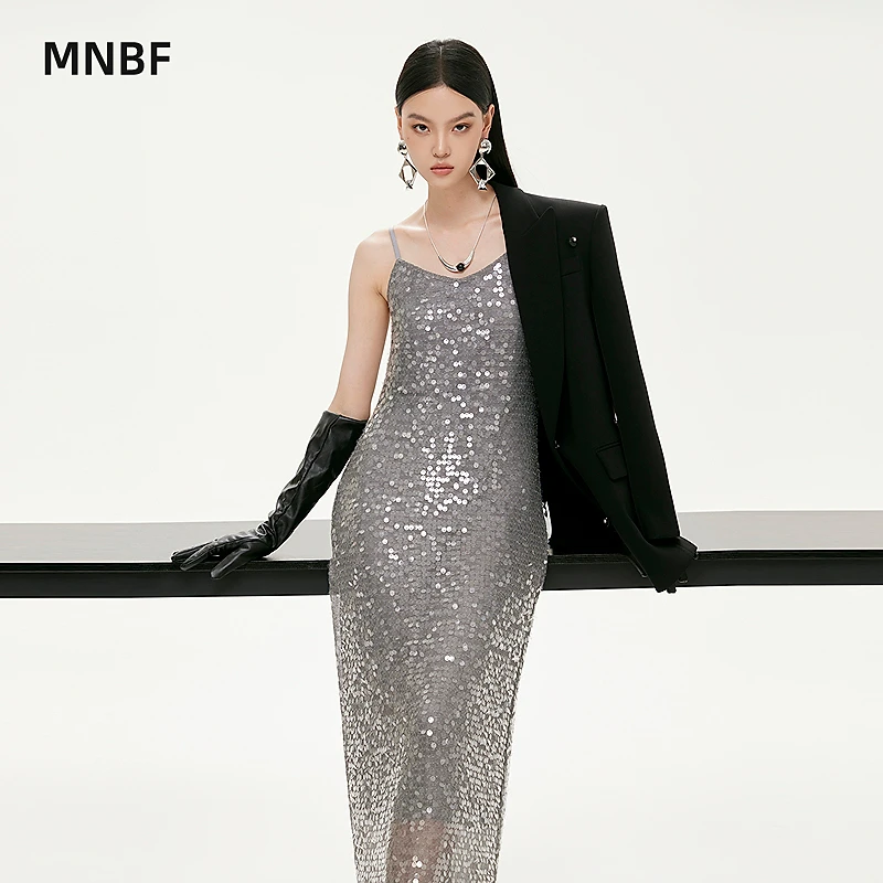 高级亮片吊带连衣裙SGAL111029