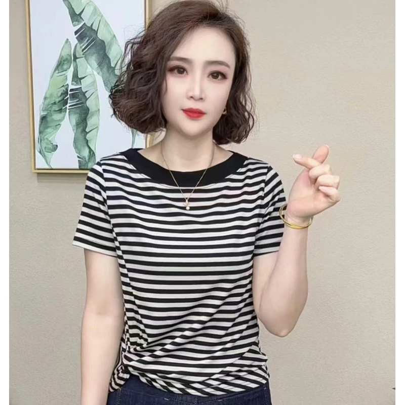 【洋气减龄】夏季新品时尚洋气百搭显瘦短袖女T恤圆领女款