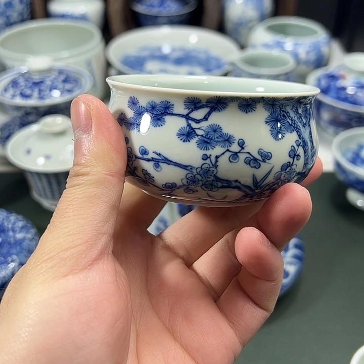 微瑕柴窑松竹梅薄胎炉式杯