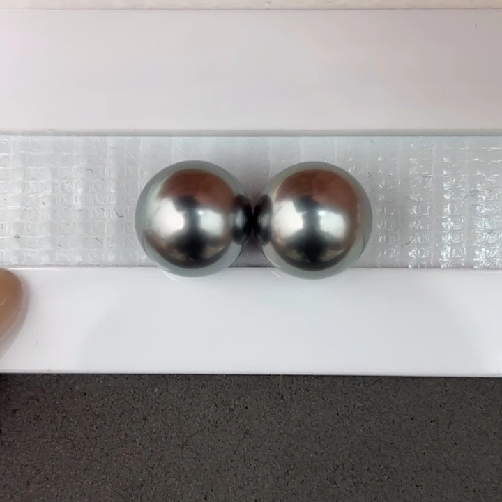 定制海水珍珠未镶嵌裸珠11-12mm铂金灰两颗