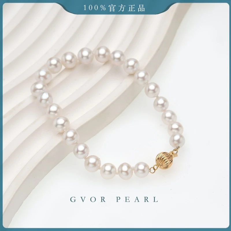 气质简约百搭款G14K金白珍珠手链 6-7MM A1726