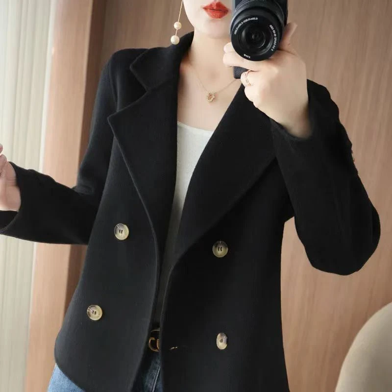 D38新款毛呢显瘦外套女士短款高级感时尚洋气减龄秋冬小个子