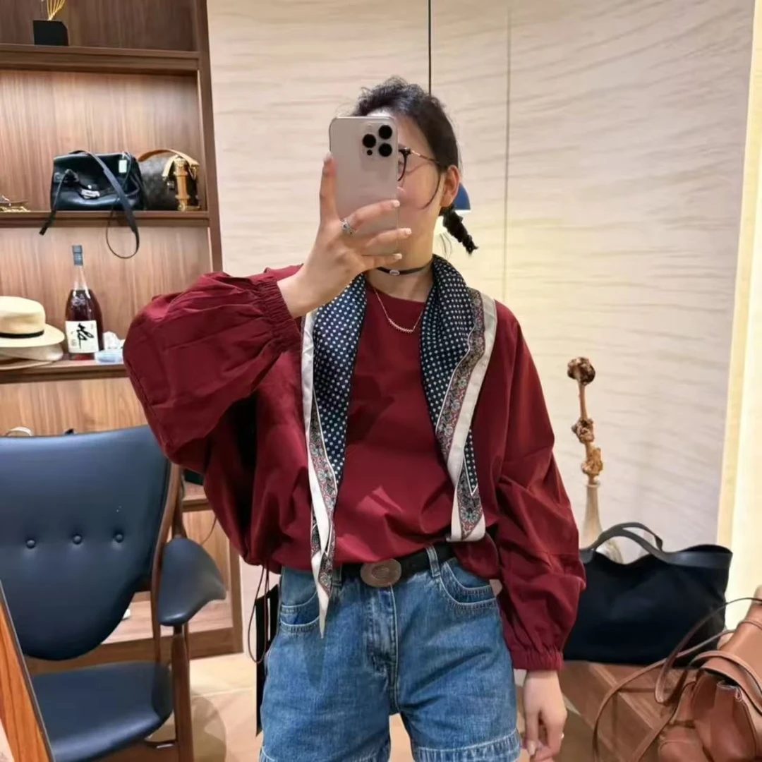 秋韩版宽松大码胖mm休闲慵懒松弛风抽绳收腰套头衬衫初秋长袖上衣