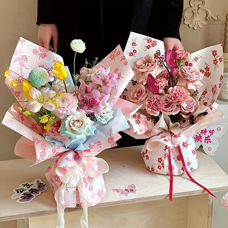 春日碎花加厚包花纸花束玫瑰鲜花包装纸防水洛清纸