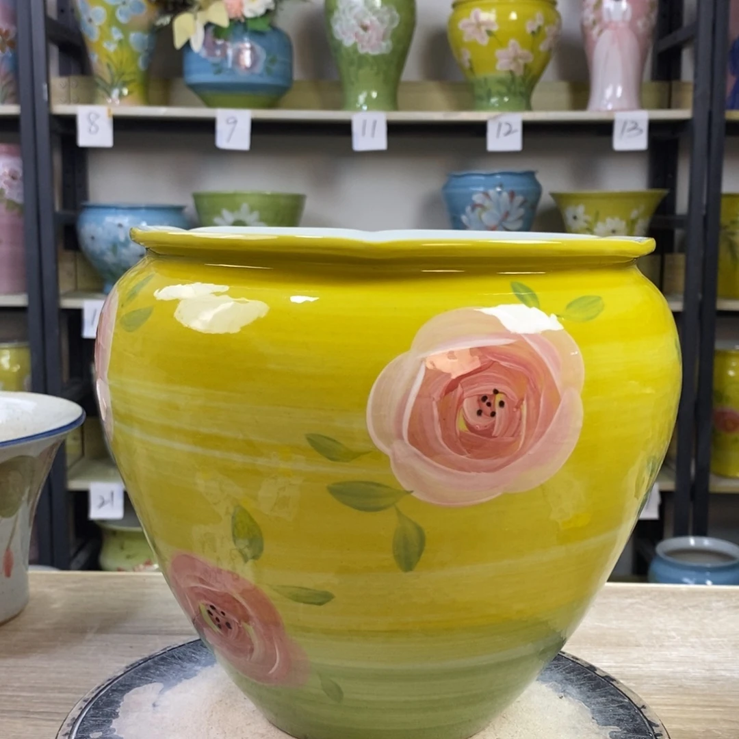 景德镇手工手绘陶瓷花盆