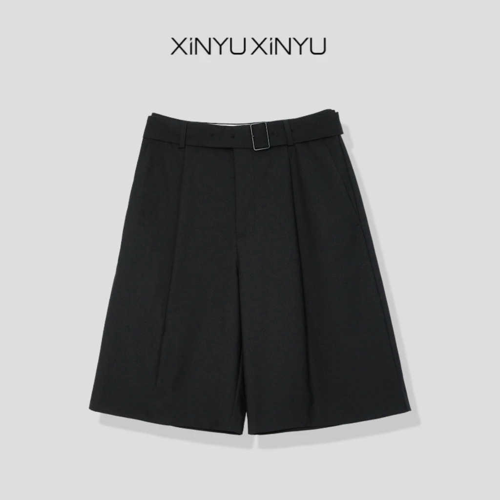 XINYU/芯与『黑骑』经典简约腰带短裤中裤 11539 休闲裤 百搭 阔腿