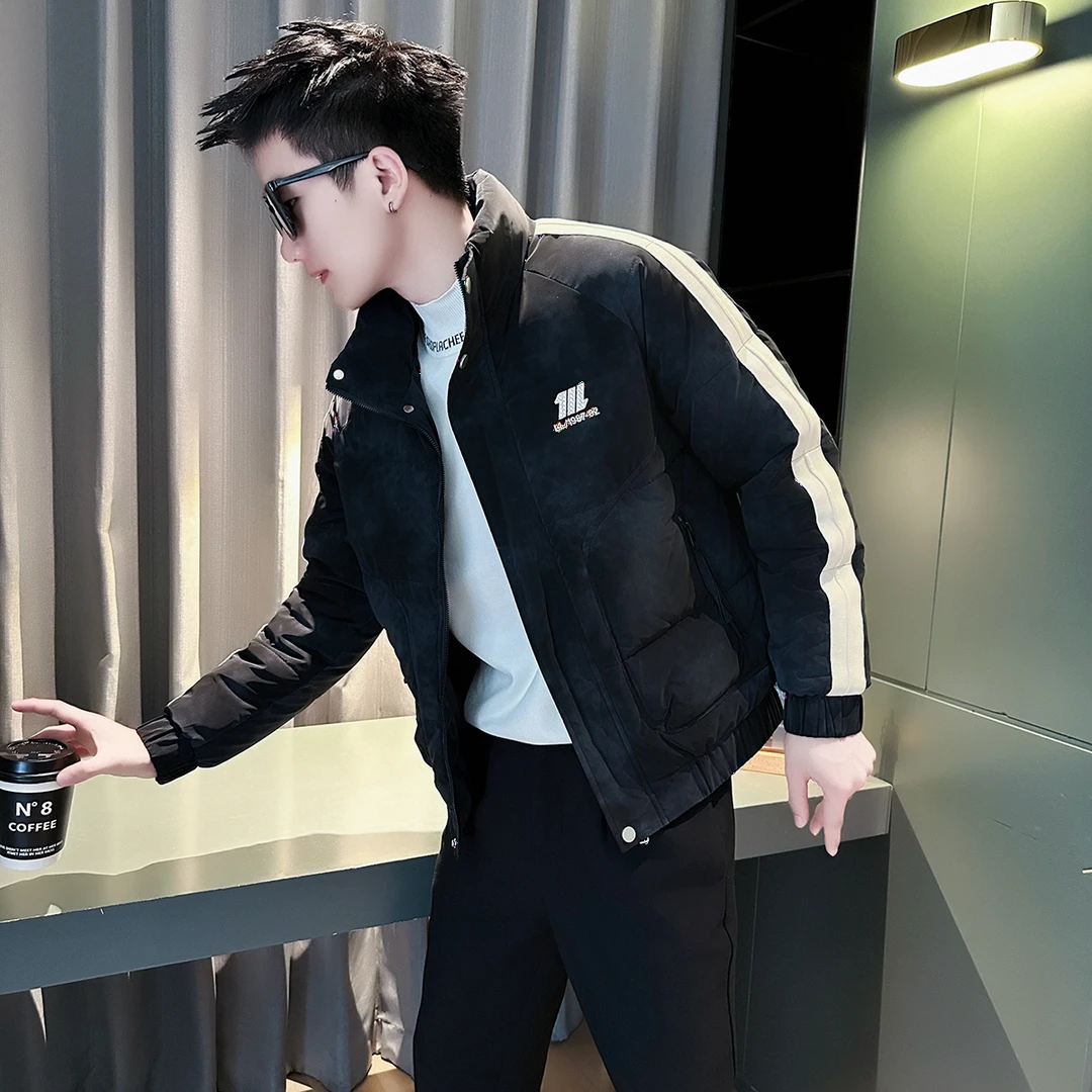 棉服男款冬季2024新款爆款扎染条纹保暖棉袄立领棉衣男士冬装外套