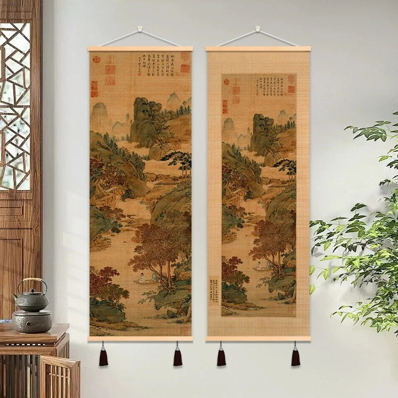 【中国风】竹编装饰画挂画玄关走廊过道书房茶室古风水墨风景竹编画