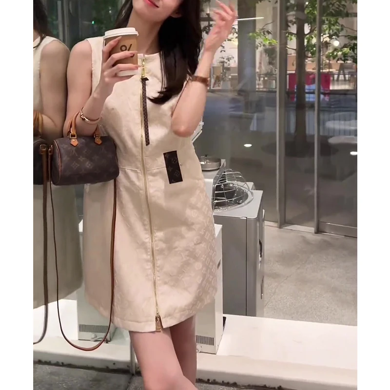高品小香风无袖背心连衣裙女夏季2025新款高级感宽松显瘦短裙子女