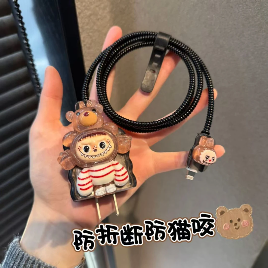 可爱苹果16pro充电器头保护套iPad11数据线防折断iPhone15软壳