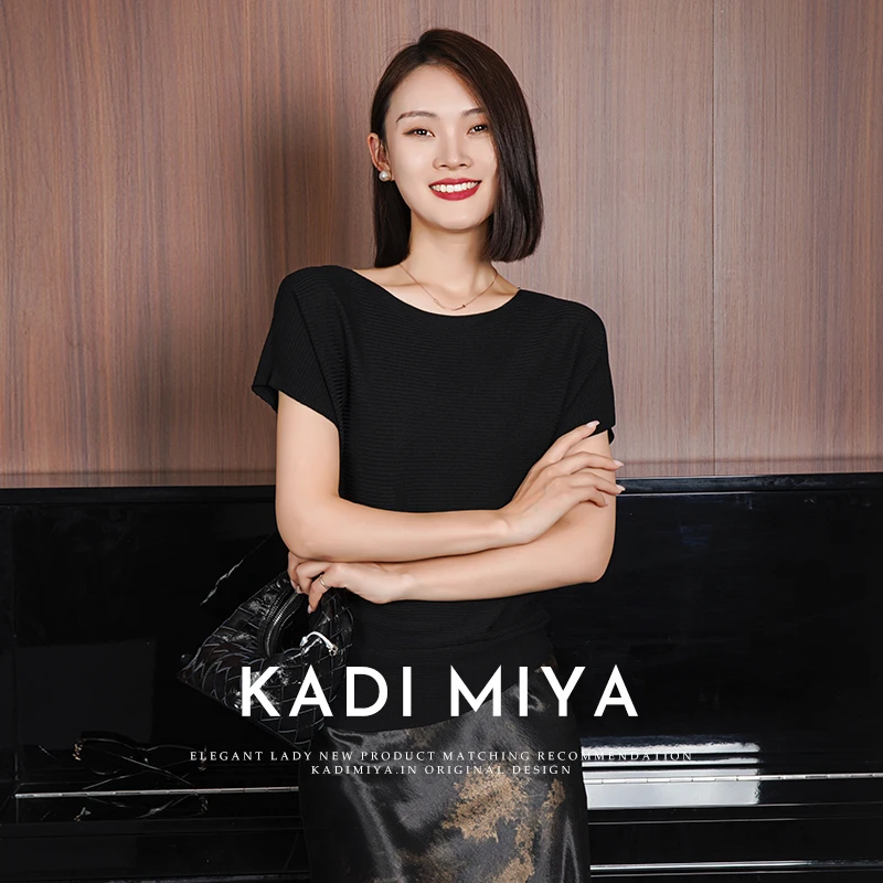 KADIMIYA【空山逢春】华夫格设计师款不规则针织衫T恤短袖上衣