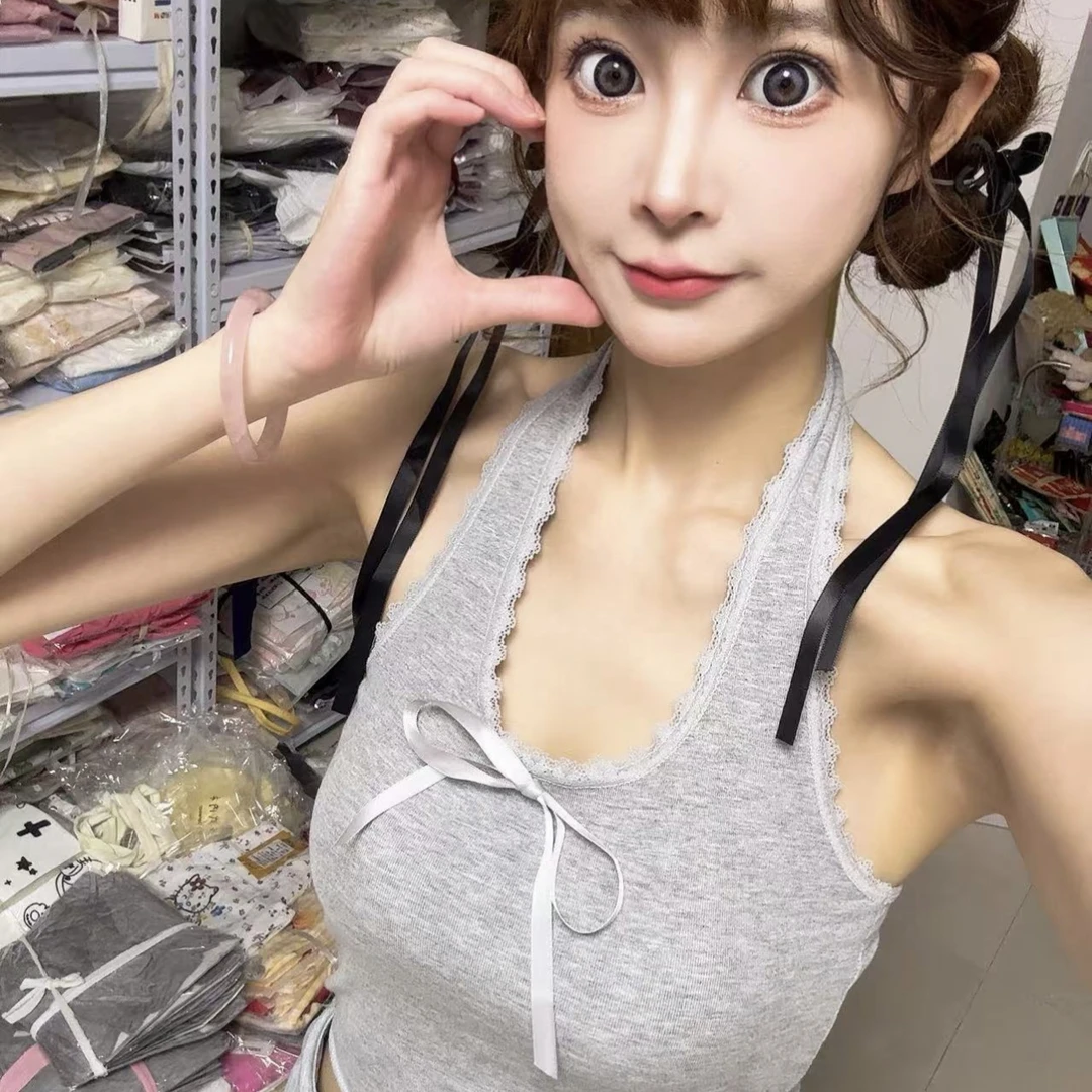 蝴蝶结蕾丝边带垫挂脖吊带，实物以直播间为准