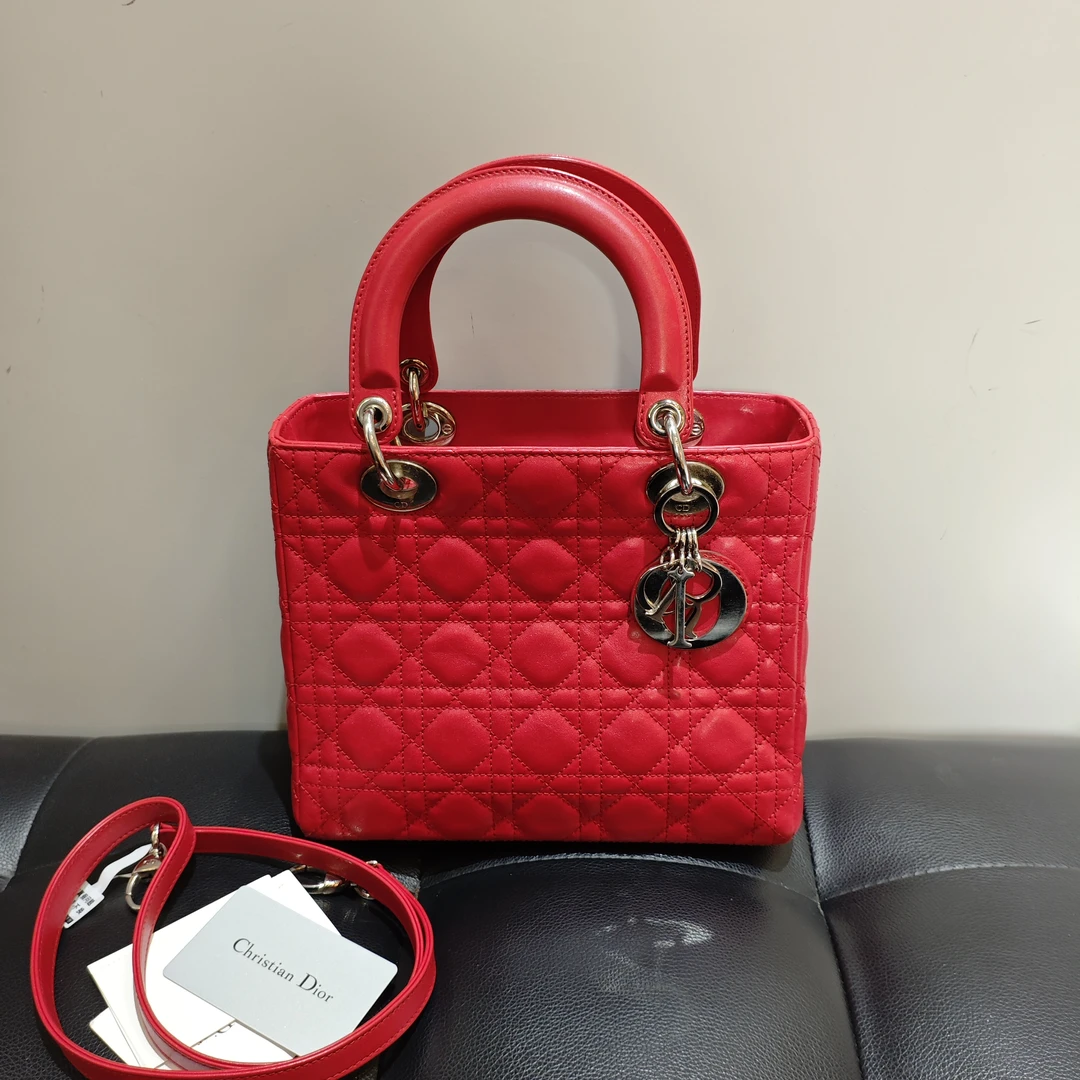 95新 DIOR/迪奥 Dior 迪奥红色银扣五格戴妃包