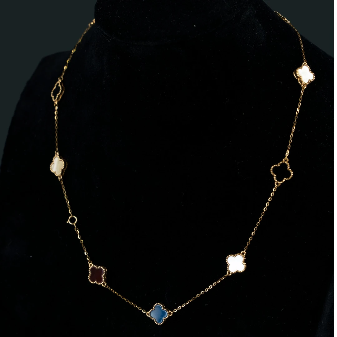 十花 蓝多宝项链 10mm 18k金镶嵌 典雅多色气质