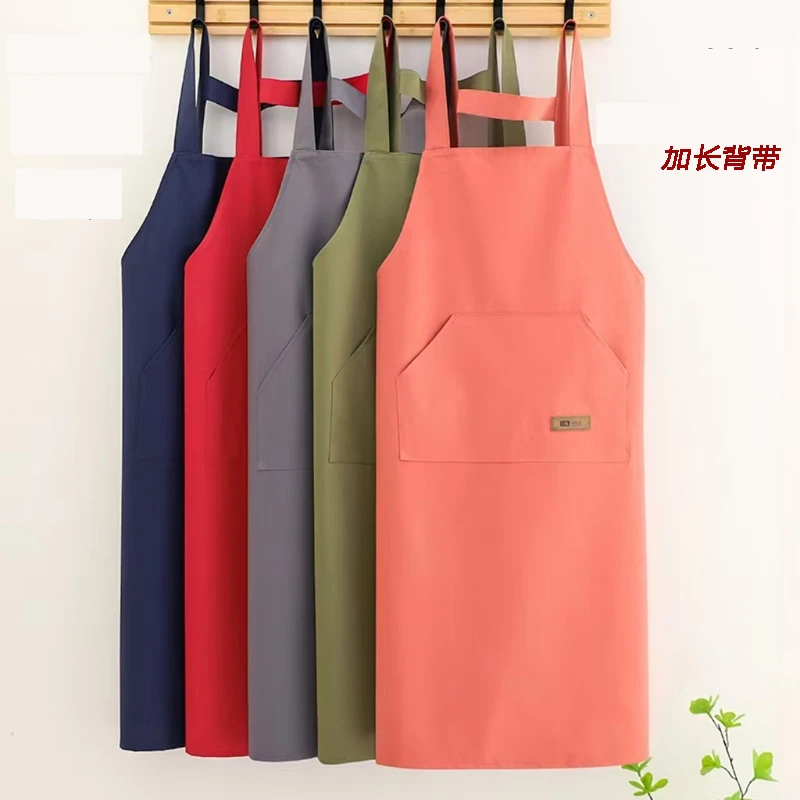 加长款防水无袖围裙家用厨房做饭餐饮罩衣洋气围腰成人时尚工作服
