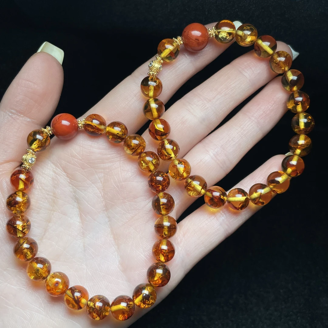 【云上叙】花珀DIY单圈手串—多样性发一件-7.5mm-V90511-M（甄选）