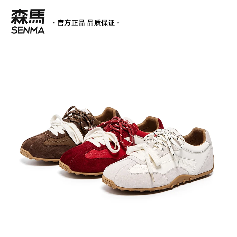 深口拼色平跟系带时尚休闲鞋秋季爆款百搭德训鞋女运动鞋