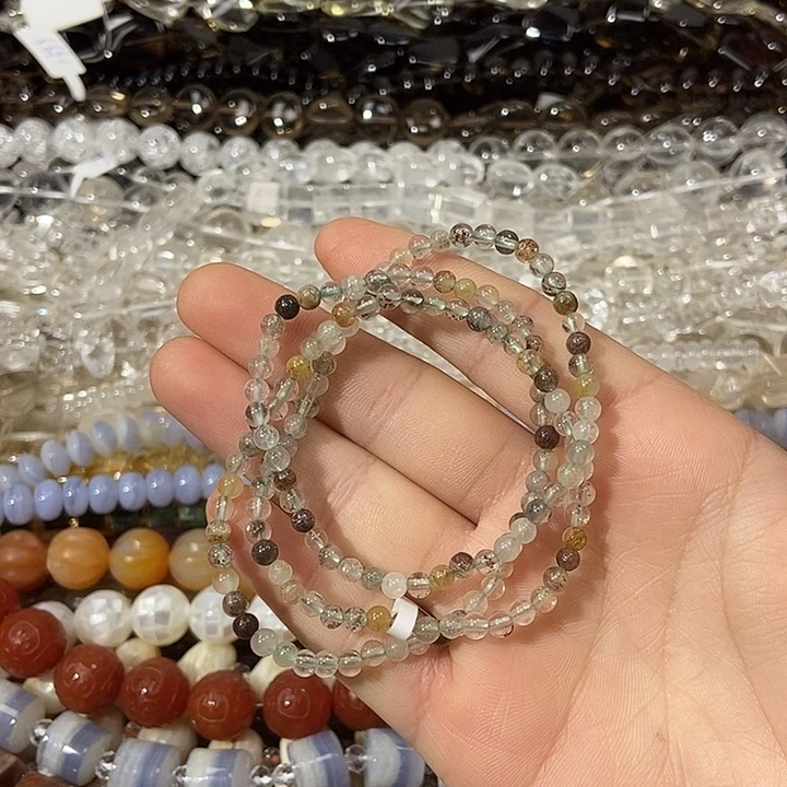 玛瑙/玉髓散珠绿幽灵三圈