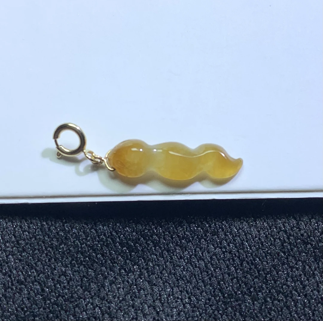 冰黄翡起胶感蛇18k黄金镶嵌万能扣提溜天然缅甸翡翠A货锁骨链