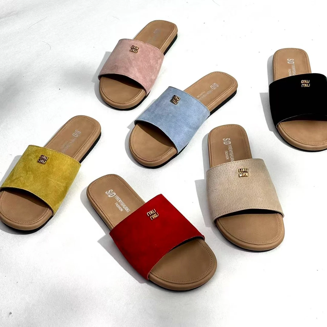 【糖果半夏】真皮猪巴罗马风沙滩鞋拖鞋一字凉拖女鞋5082