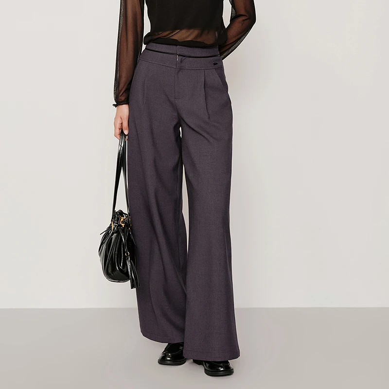 HPLY荷比俪2025秋女西装阔腿通勤休闲显瘦宽松休闲裤HMF33410237